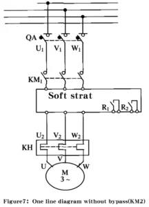 Soft starter without bypass contactor one-line diagram