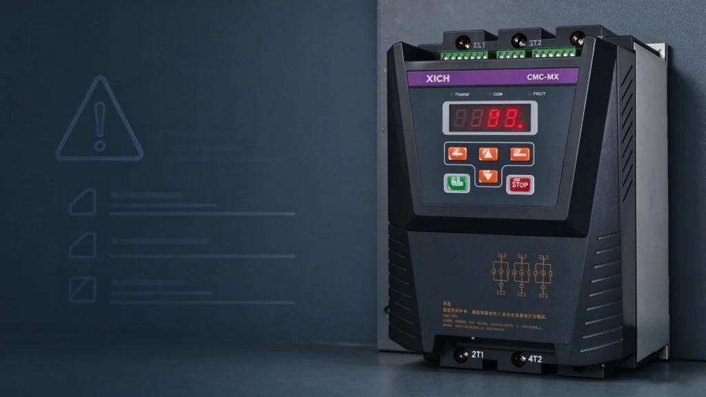 Soft starter fault codes and troubleshooting guide cover for the CMC-MX built-in bypass soft starter